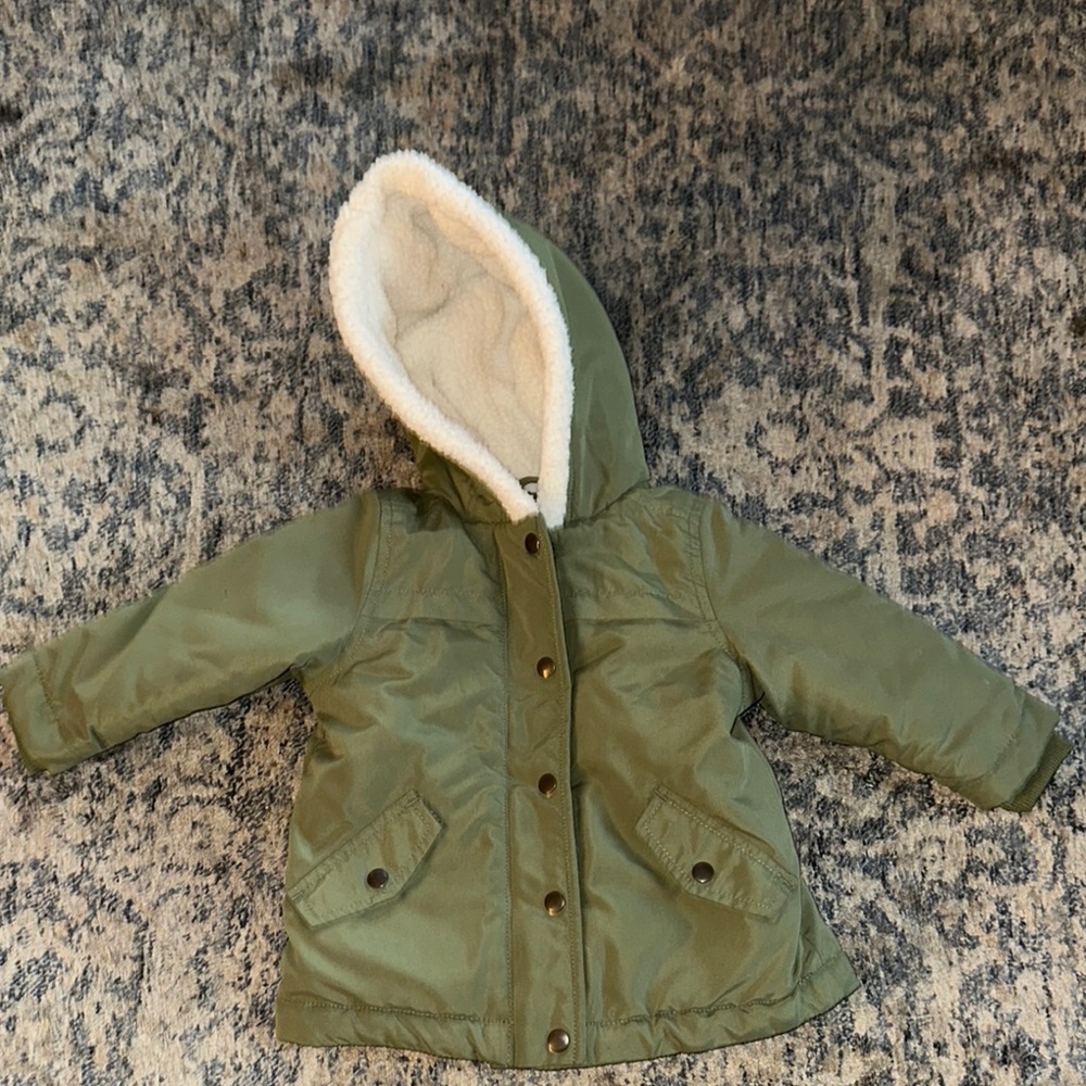 Old Navy Olive Hooded Jacket with Sherpa Lining
